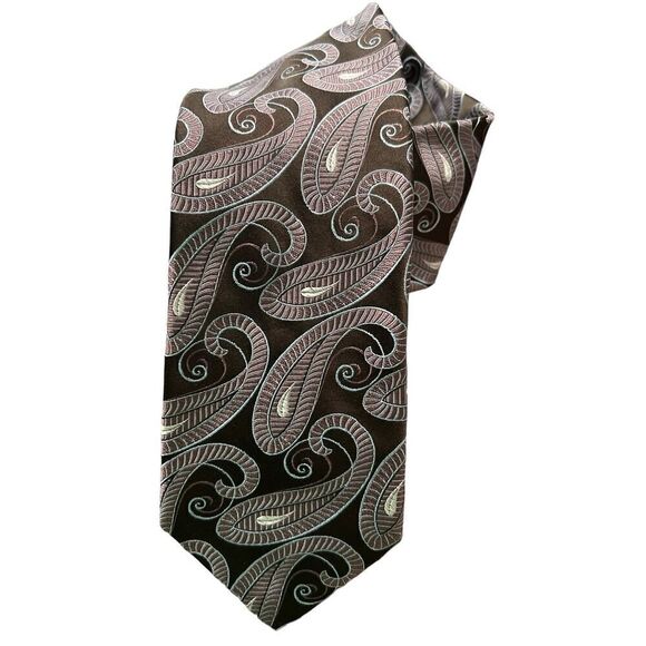 Ted Baker Neck Tie Brown Silk Paisley Tapestry - Picture 1 of 4